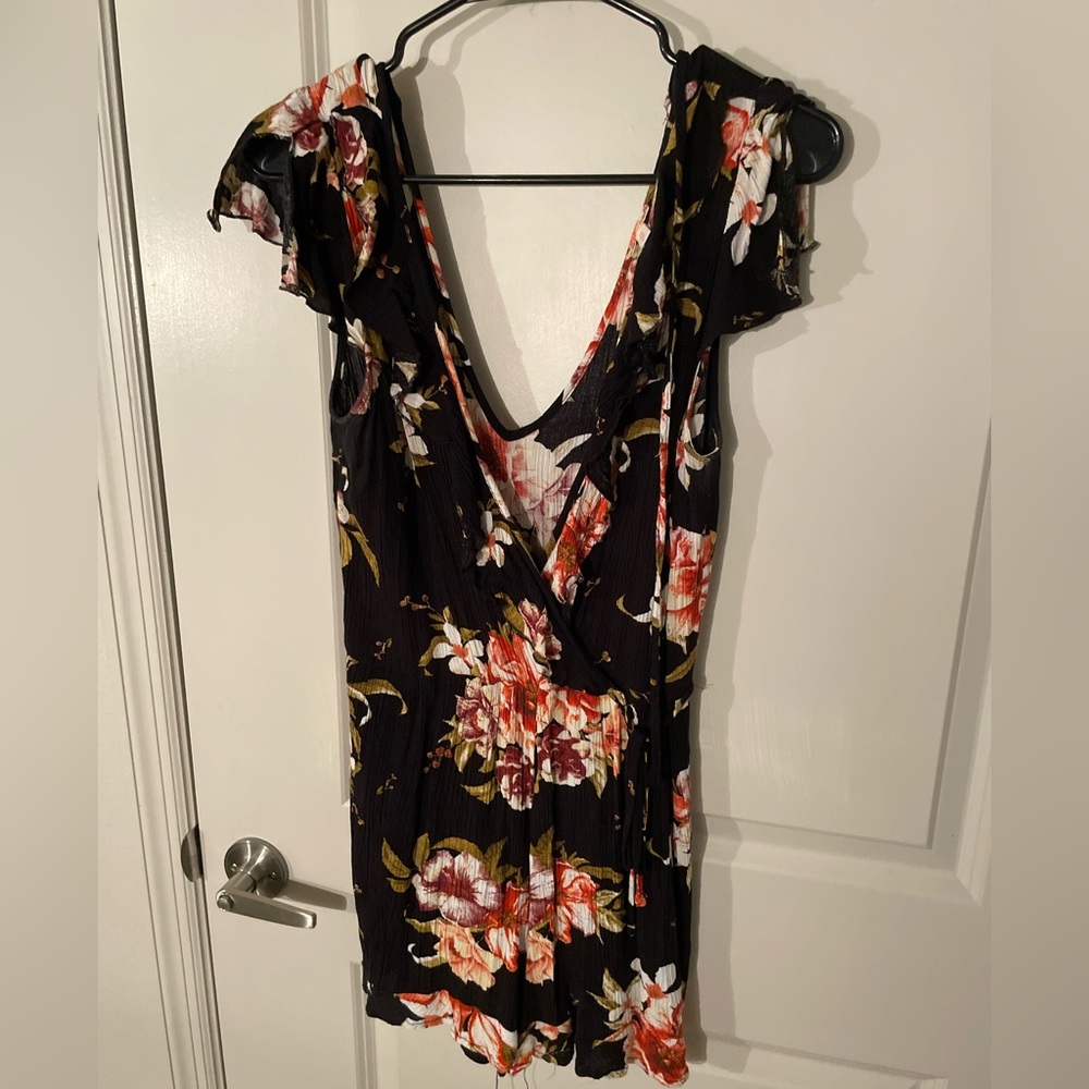 Black floral romper
